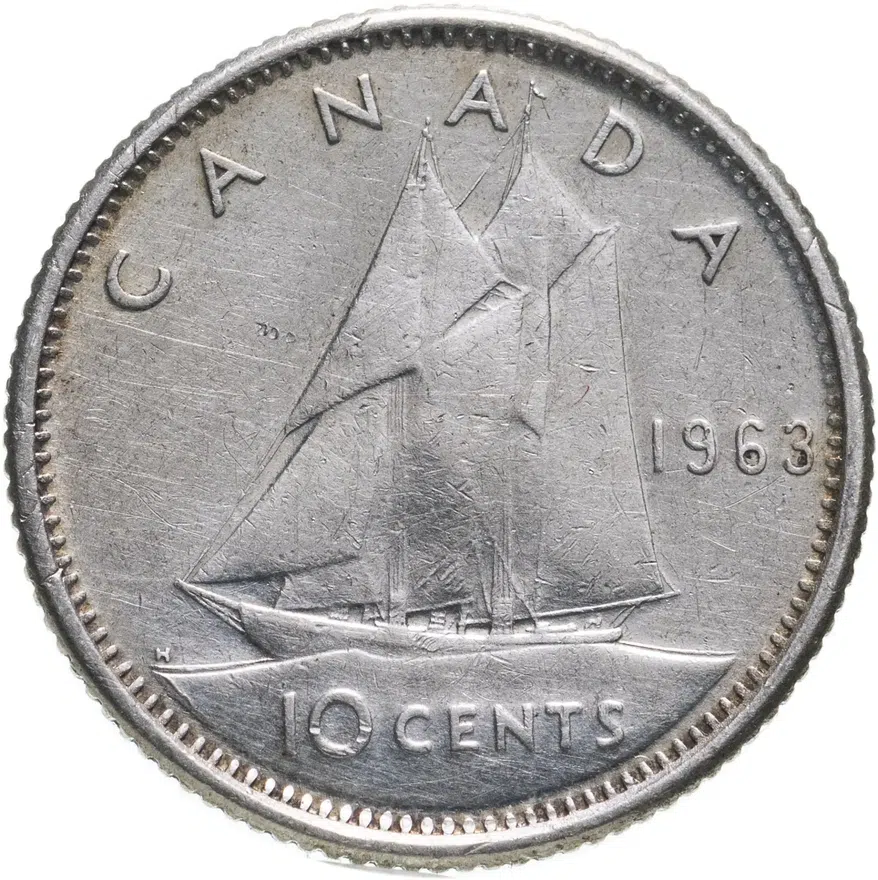 Канада 10 центов (cents) 1963, аверс
