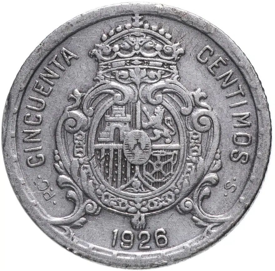 Испания 50 сентимо (centimos) 1926, реверс