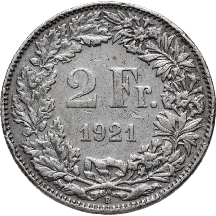 Швейцария 2 франка (francs) 1921