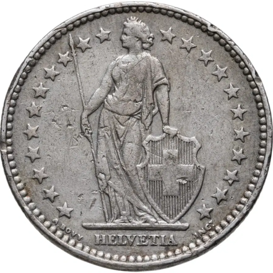 Швейцария 2 франка (francs) 1921, реверс