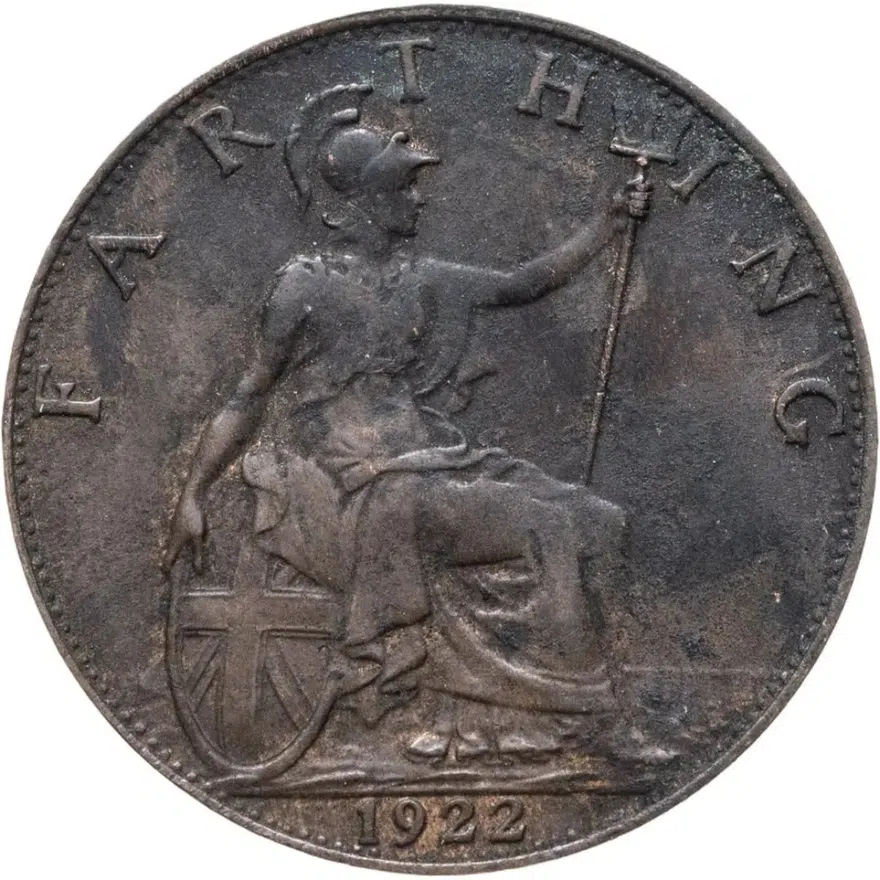Великобритания 1 фартинг (farthing) 1922, аверс