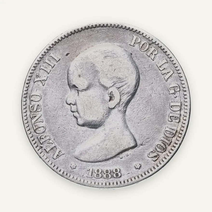 Испания 5 песет (pesetas) 1888, реверс