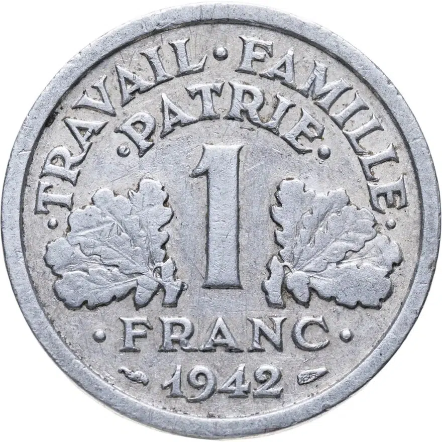 Франция 1 франк (franc) 1942, аверс