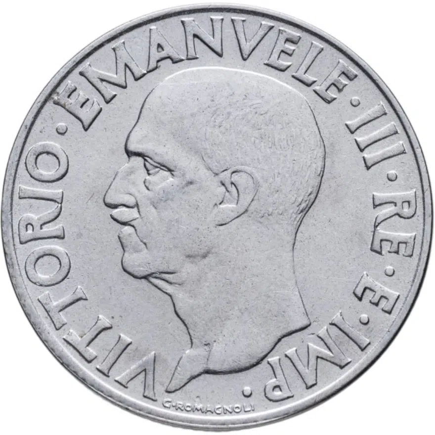 Италия 1 лира (lira) 1939  Не магнетик 1939 - XVIII