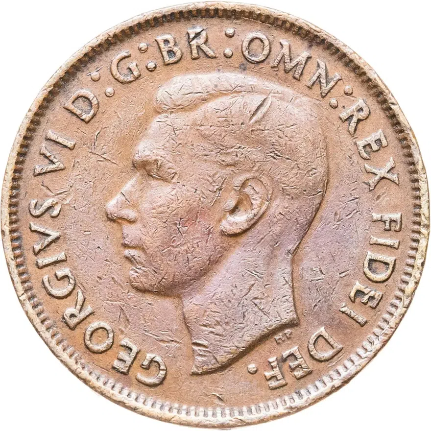 Австралия 1/2 пенни (penny) 1951   Точка после "PENNY", аверс