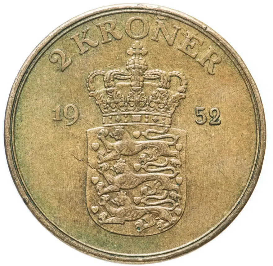 Дания 2 кроны (kroner) 1952, реверс