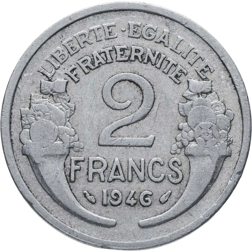 Франция 2 франка (francs) 1946   Без отметки монетного двора, аверс