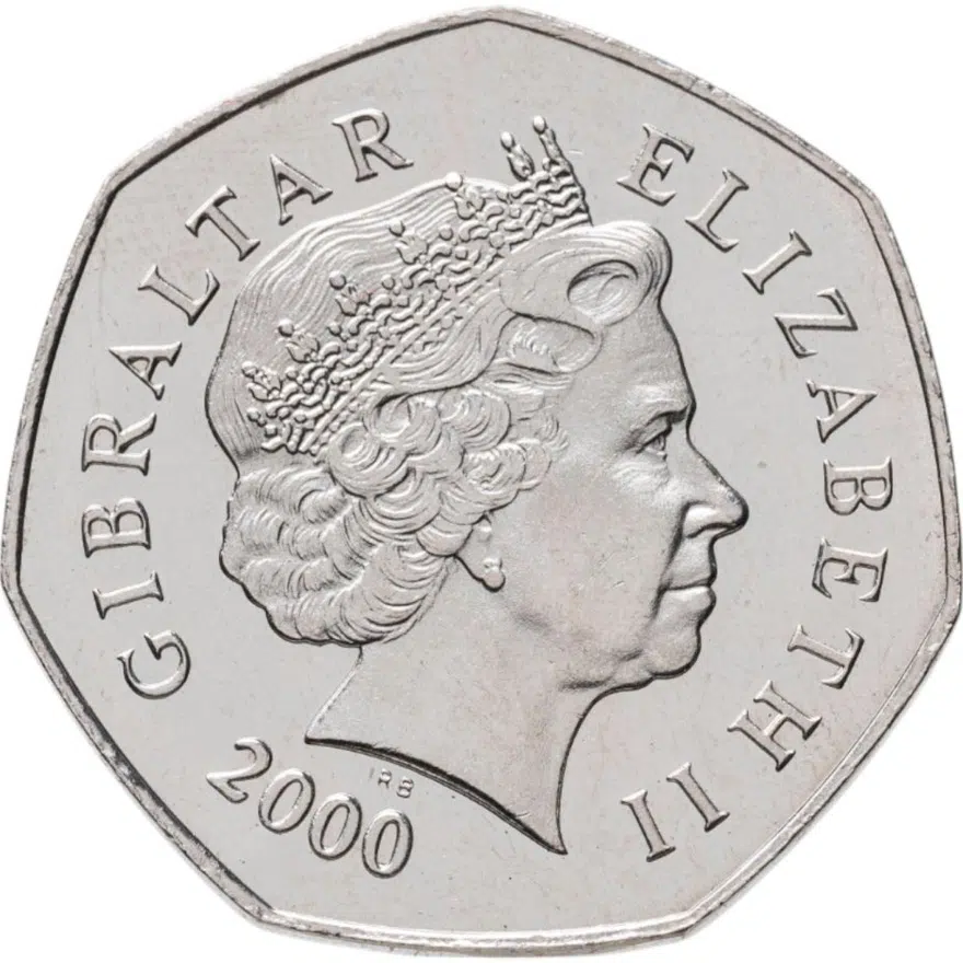 Гибралтар 50 пенсов (pence) 2000 Рождество, реверс