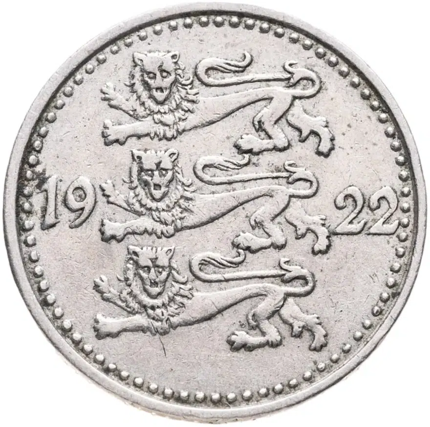 Эстония 1 марка 1922, реверс