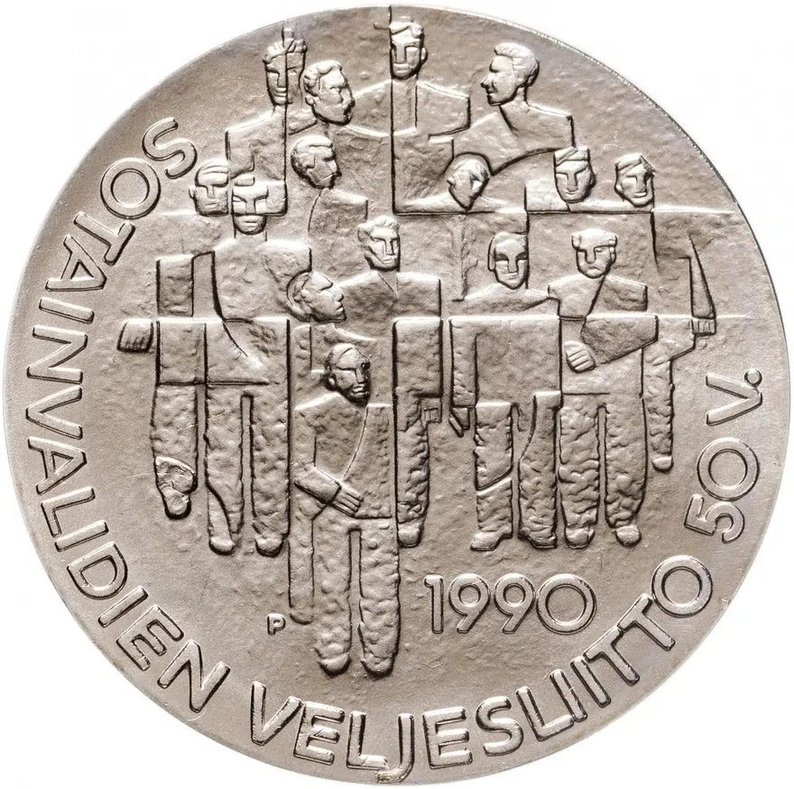 Финляндия 100 марок (markkaa) 1990  50 лет Ассоциации ветеранов-инвалидов войны