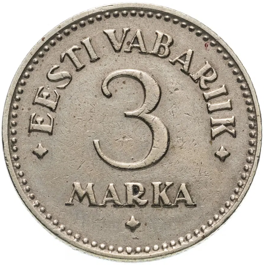 Эстония 3 марки 1925, реверс