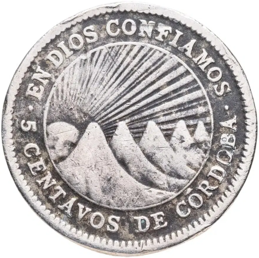 Никарагуа 5 сентаво (centavos) 1954, реверс