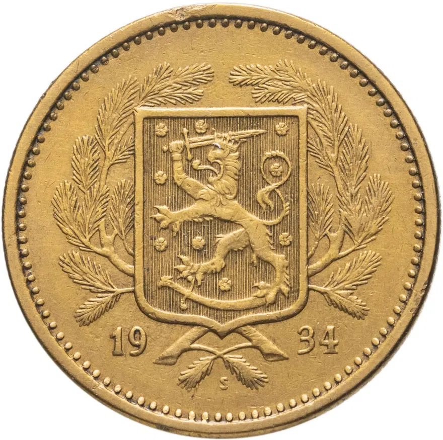 Финляндия 20 марок (markkaa) 1934 S, реверс