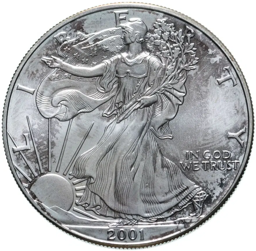 США 1 доллар (dollar) 2001 "Американский серебряный орёл" Без отметки монетного двора