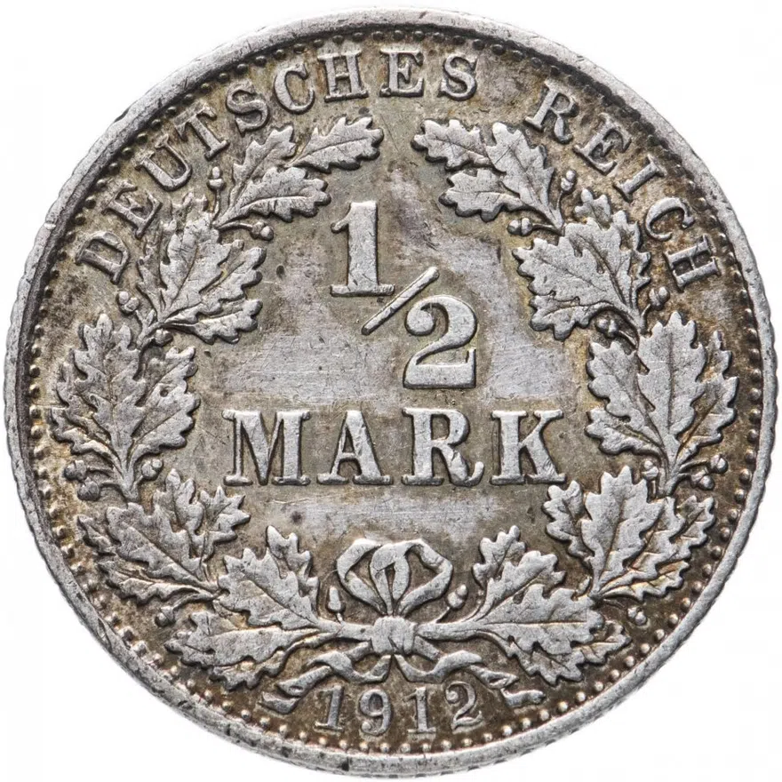 Германия 1/2 рейх марки 1912 "D"