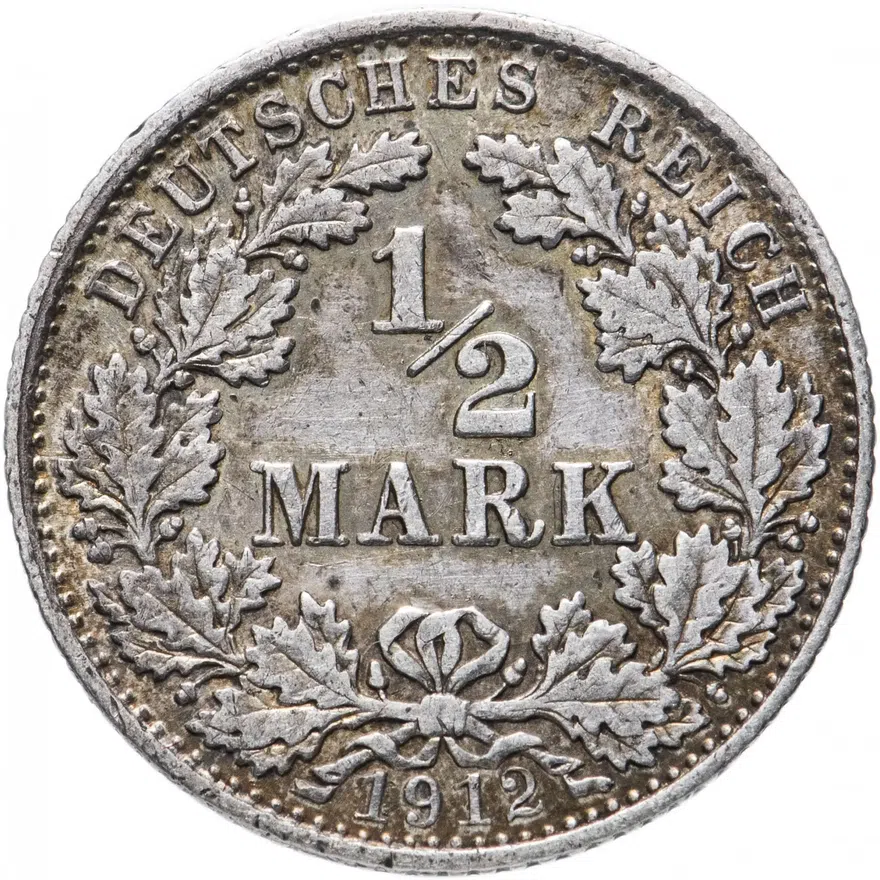 Германия 1/2 рейх марки 1912 "D", реверс