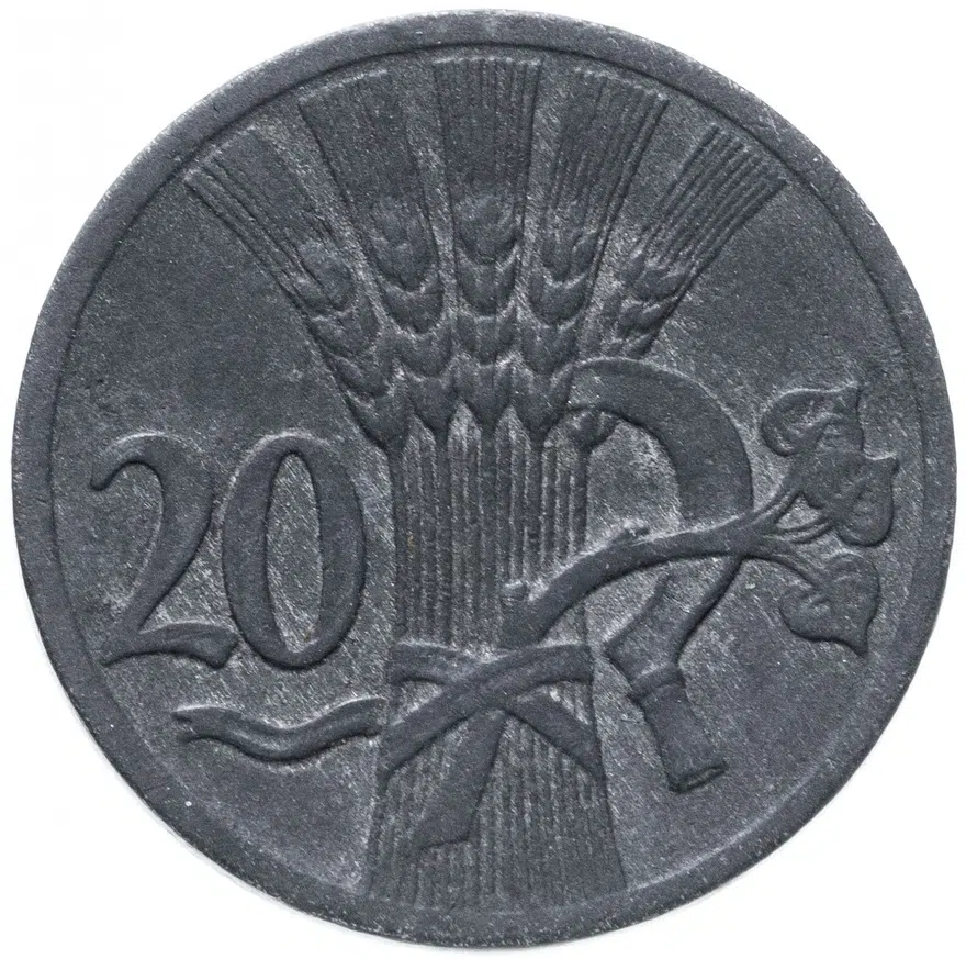Богемия и Моравия 20 геллеров (heller) 1941, реверс