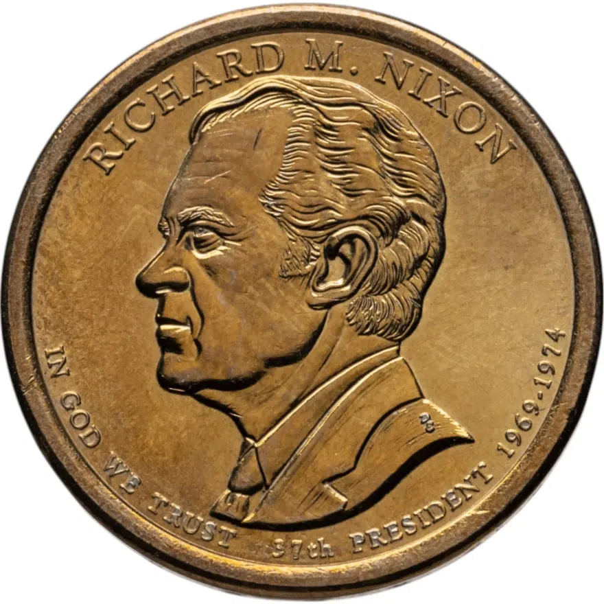 США 1 доллар (dollar) 2016 D Президент США - Ричард Никсон (1969–1974) знак монетного двора: "D" - Денвер