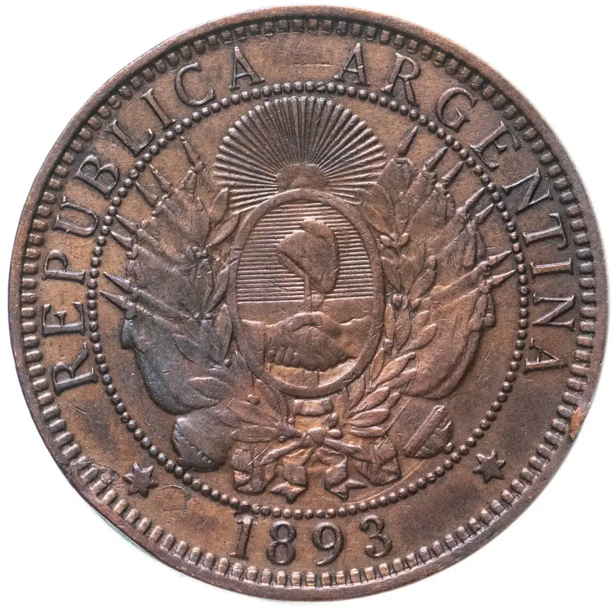 Аргентина 2 сентаво 1893, реверс
