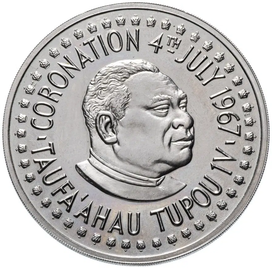Тонга 2 паанга (pa'anga) 1967 "Коронация Тауфа’ахау Тупоу IV", реверс