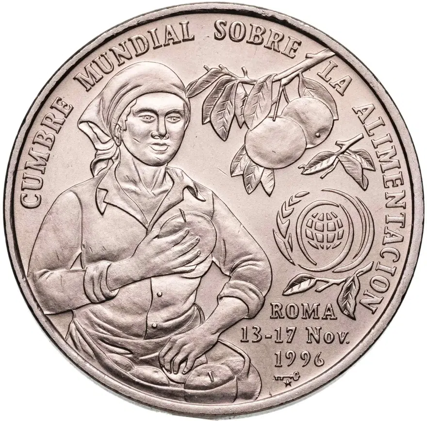 Куба 1 песо (peso) 1996 "ФАО - Международная конференция в Риме", аверс