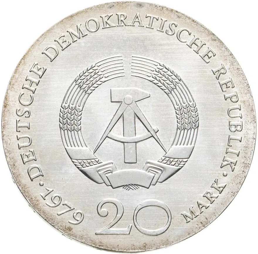 Германия (ГДР) 20 марок (mark) 1979  250 лет со дня рождения Готхольда Эфраима Лессинга, реверс