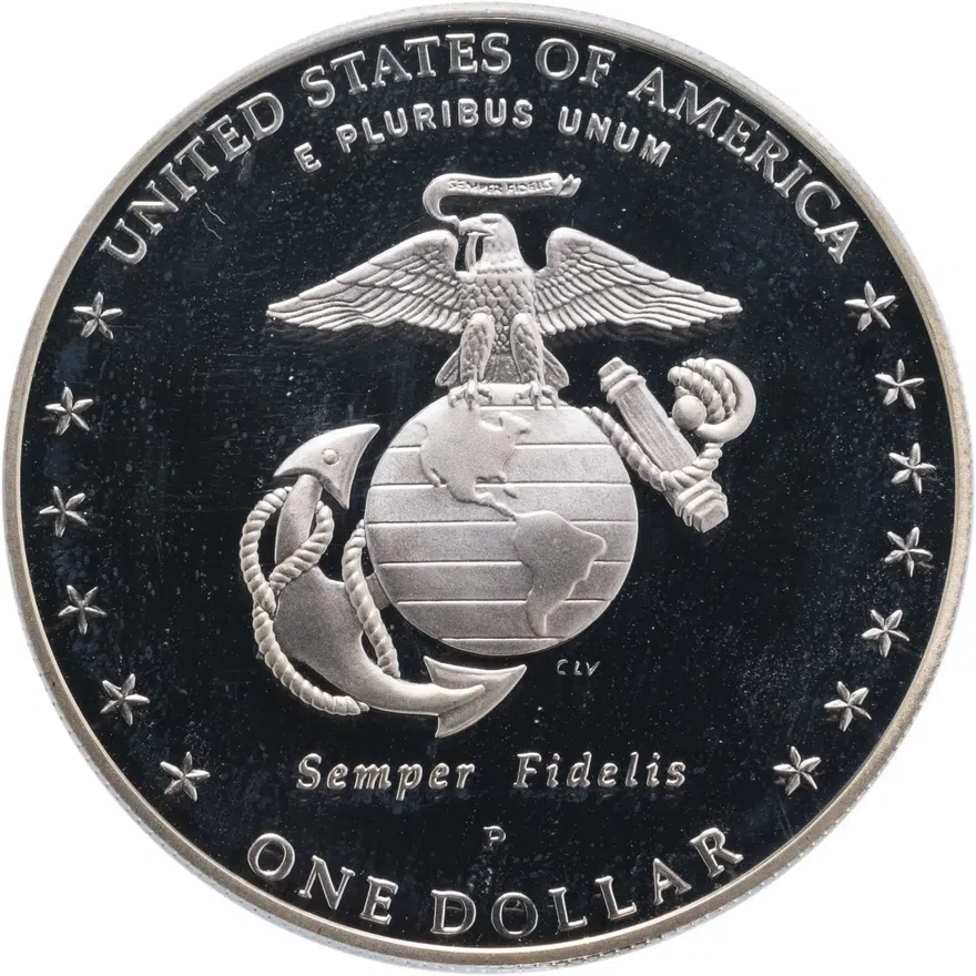 США 1 доллар (dollar) 2005 P 230-летие Корпусу морской пехоты, реверс