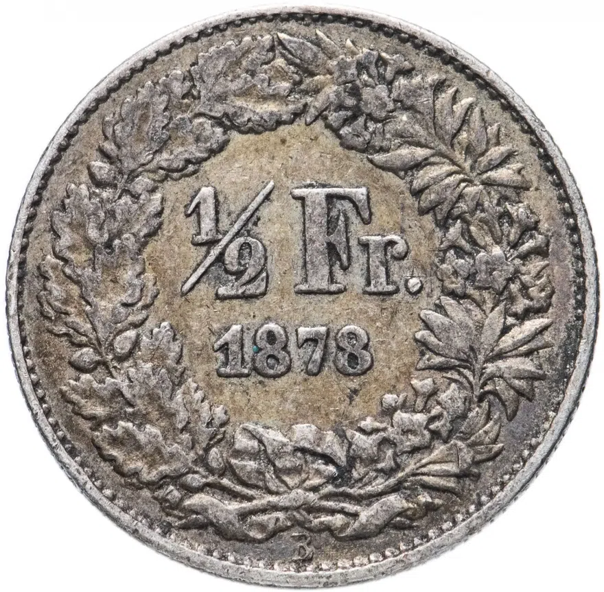 Швейцария 1/2 франка (franc) 1878, реверс