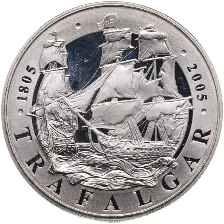 Великобритания 5 фунтов (pounds) 2005  200 лет Трафальгарской битве, аверс