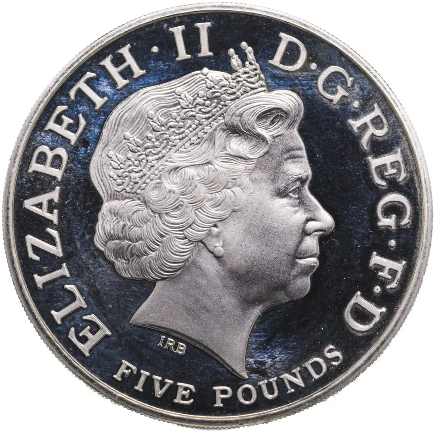 Великобритания 5 фунтов (pounds) 2005  200 лет Трафальгарской битве, реверс