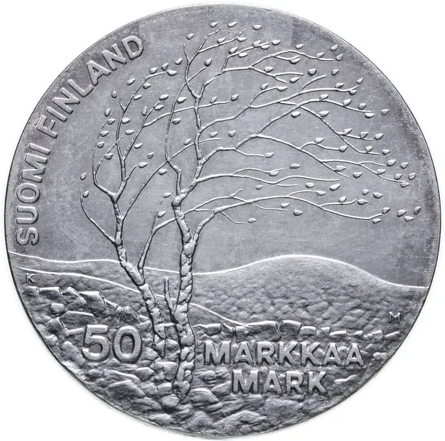 Финляндия 50 марок 1983 "Чемпионат мира по лёгкой атлетике 1983 года в Хельсинки", реверс