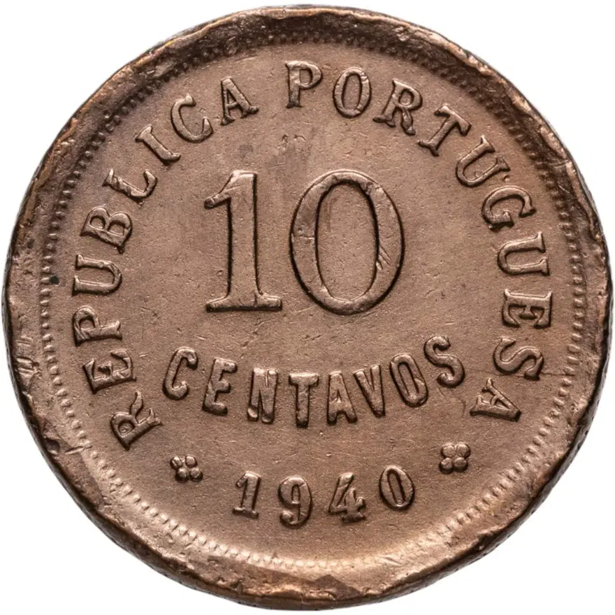 Португалия 10 сентаво (centavos) 1940, реверс