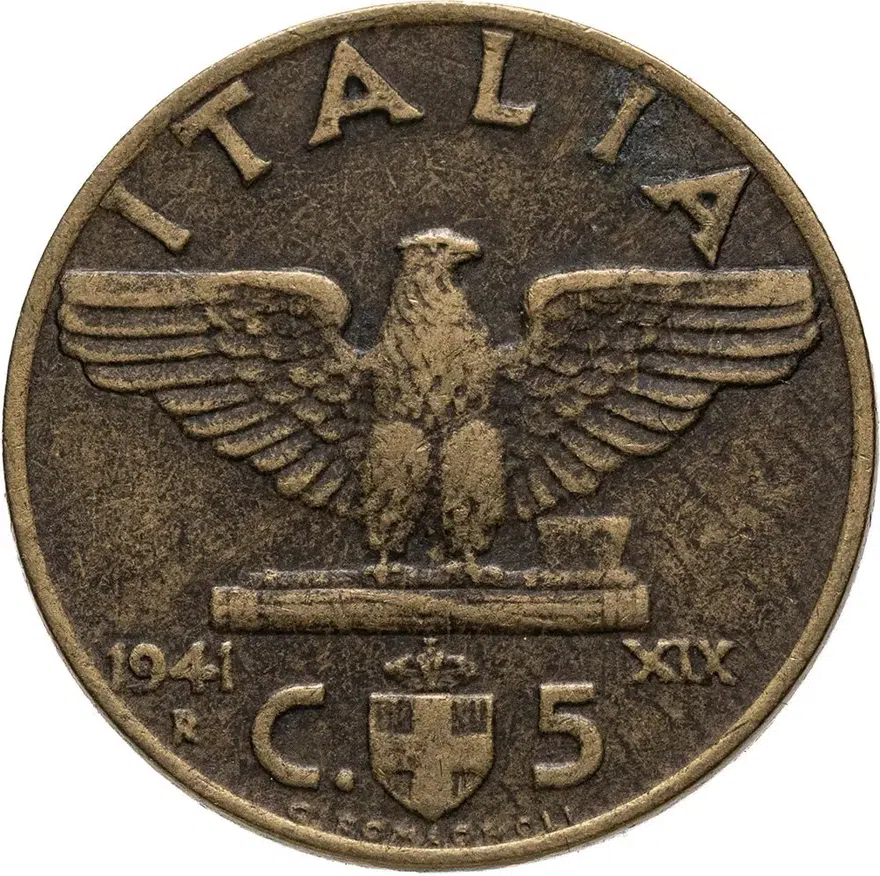 Италия 5 чентезимо (centesimi) 1941, реверс