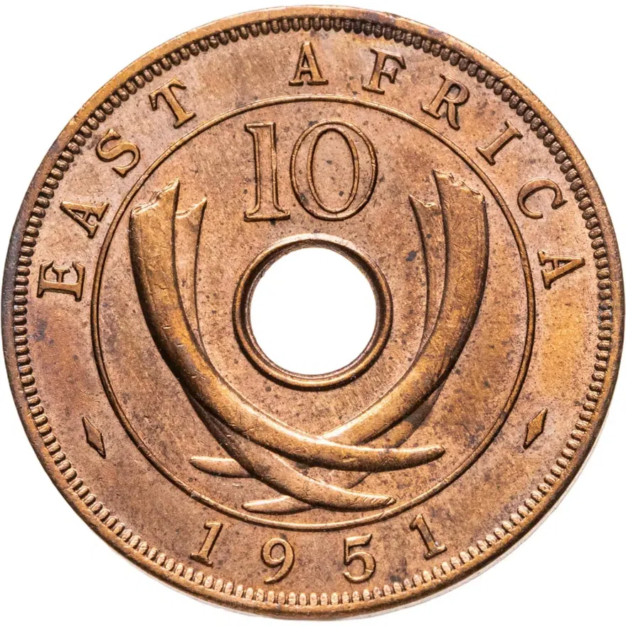 Британская Восточная Африка 10 центов (cents) 1951, аверс