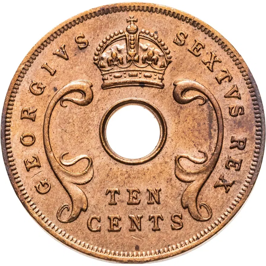 Британская Восточная Африка 10 центов (cents) 1951, реверс