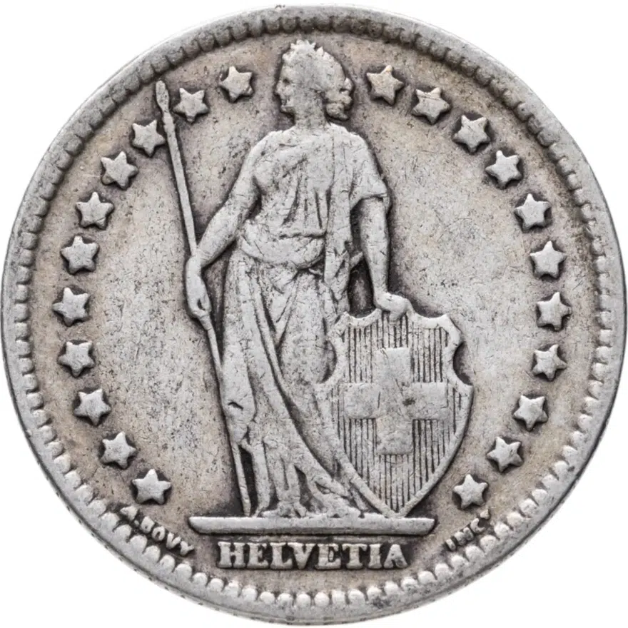 Швейцария 1 франк (franc) 1928, реверс
