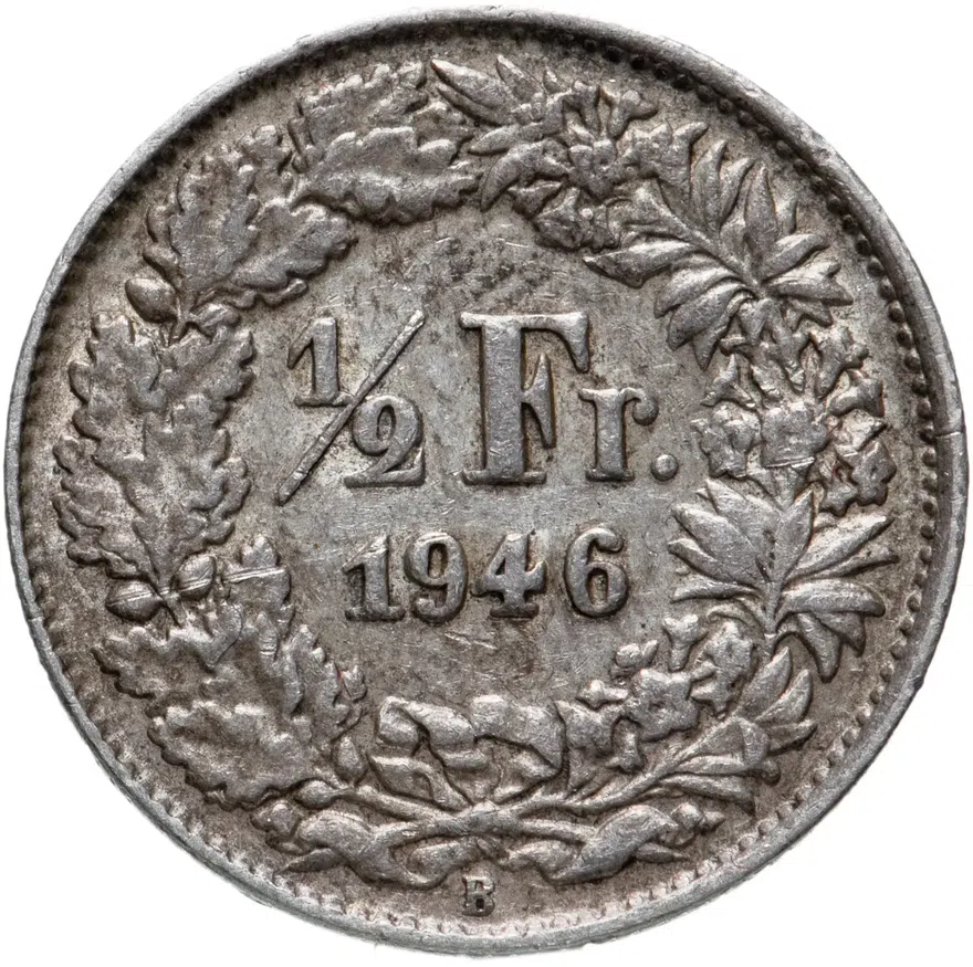 Швейцария 1/2 франка 1946, аверс