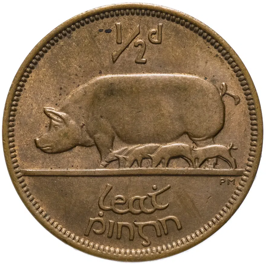Ирландия 1/2 пенни (penny) 1967, реверс