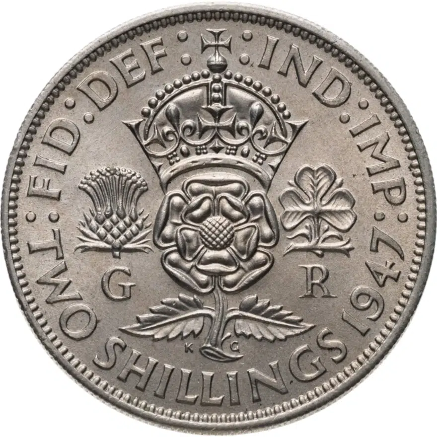 Великобритания 2 шиллинга (флорин, shillings) 1947-1951, реверс