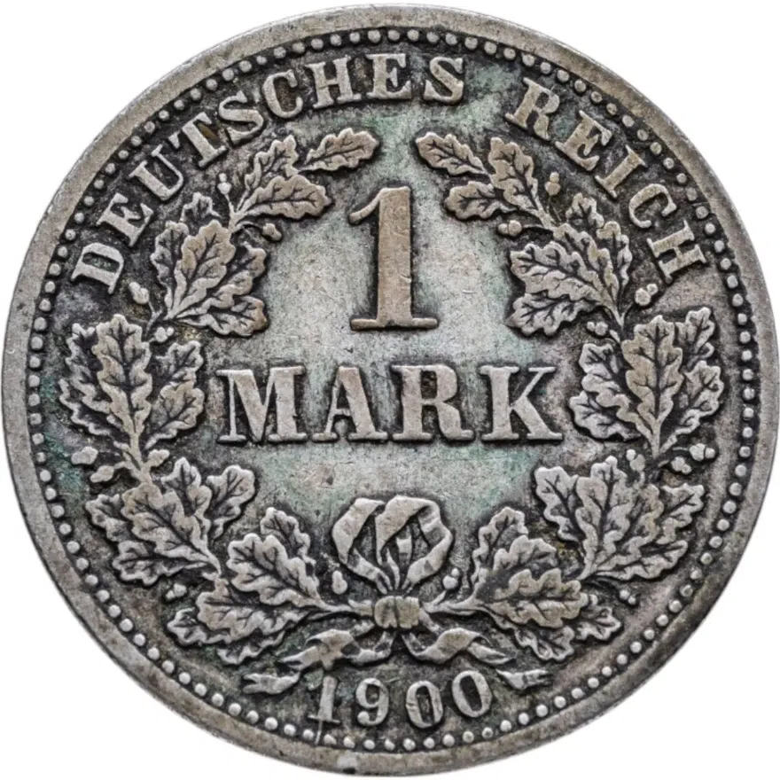 Германия 1 марка (mark) 1900 D  знак монетного двора: "D" - Мюнхен, аверс
