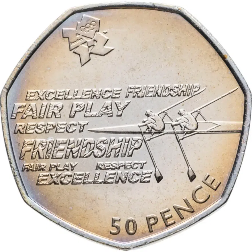 Великобритания 50 пенсов (pence) 2011 "XXX летние Олимпийские Игры, Лондон 2012 - академическая гребля"