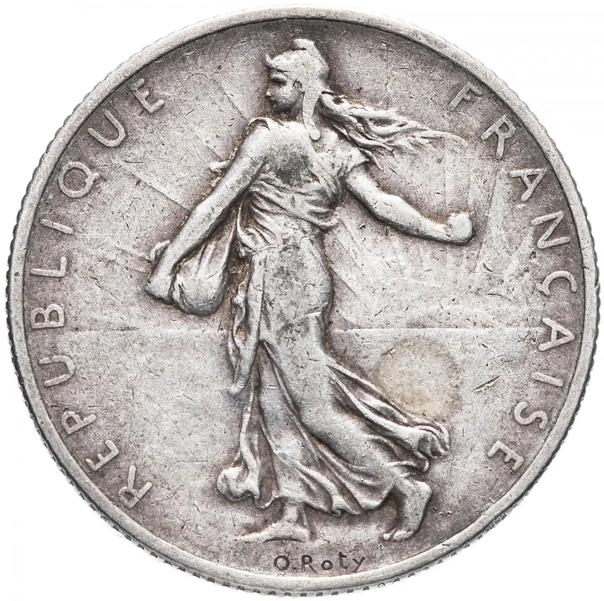 Франция 2 франка (francs) 1910, реверс