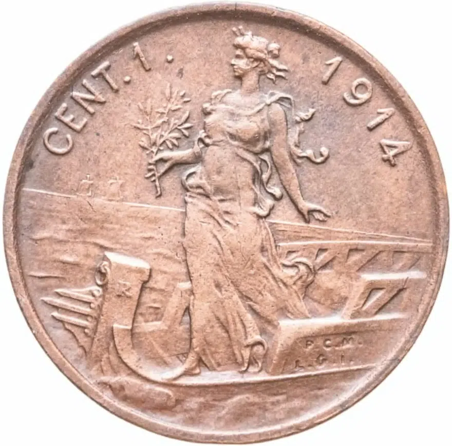 Италия 1 чентезимо (centesimo) 1914