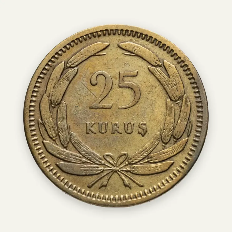 Турция 25 курушей (kurus) 1955, реверс