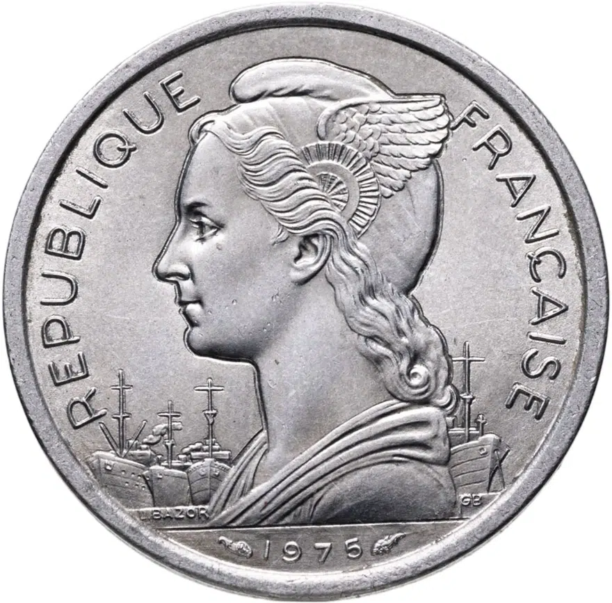 Французские афар и исса 2 франка (francs) 1975