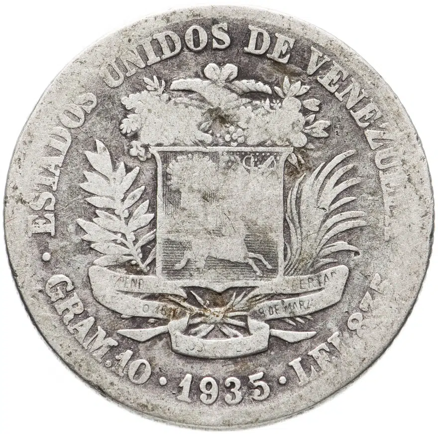 Венесуэла 2 боливара (bolivares) 1935