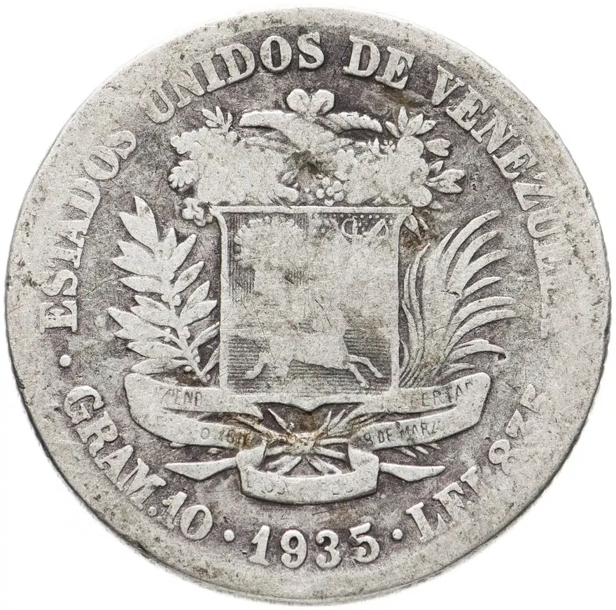 Венесуэла 2 боливара (bolivares) 1935, реверс