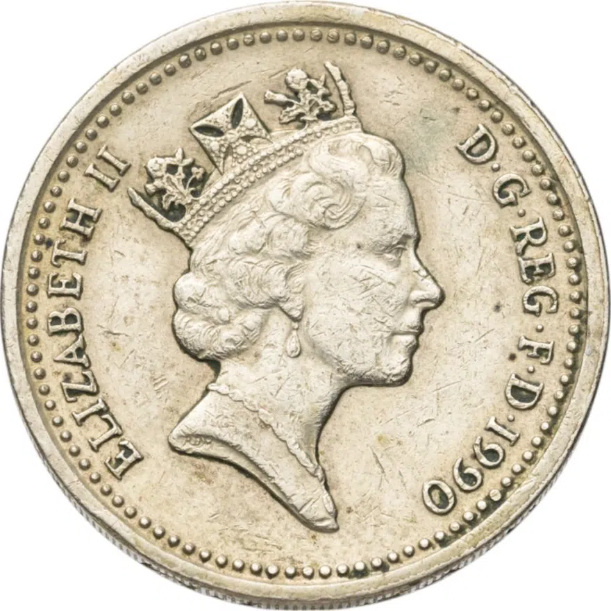 Великобритания 1 фунт (pound) 1990, реверс
