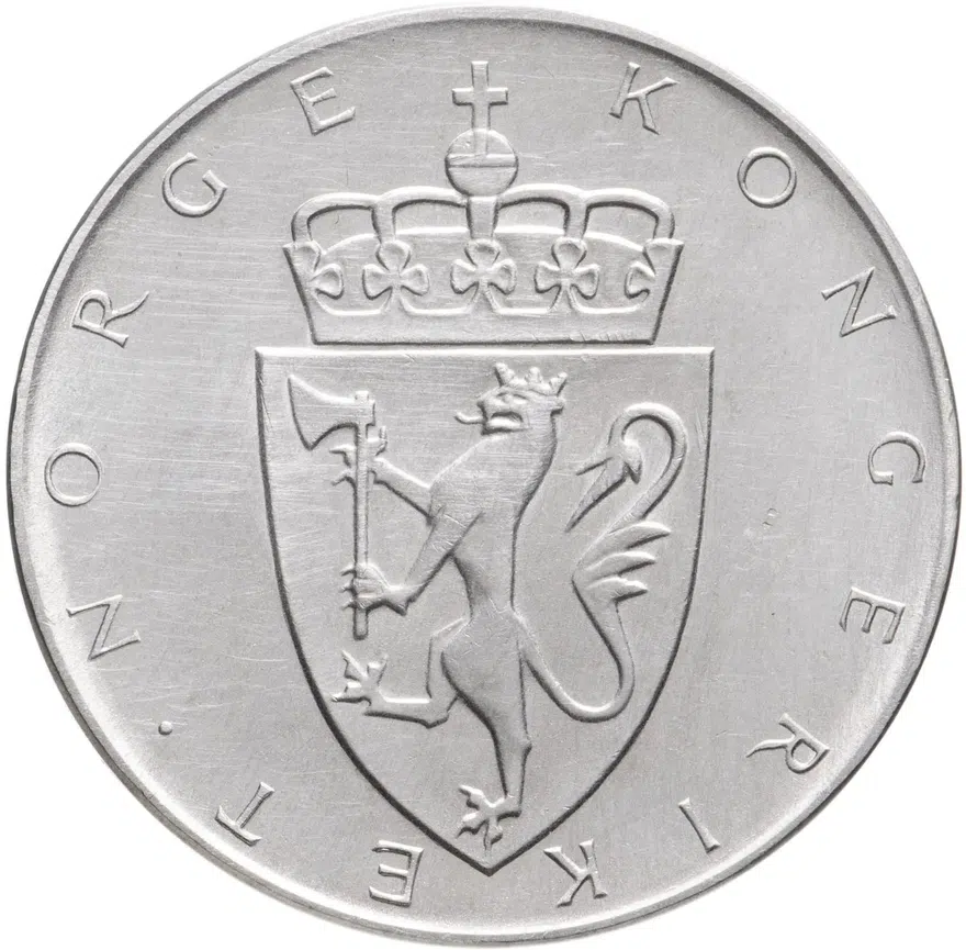 Норвегия 10 крон (kroner) 1964  150 лет Конституции, реверс