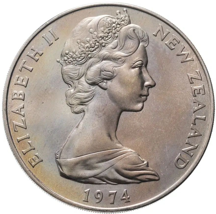 Новая Зеландия 1 доллар (dollar) 1974  День Вайтанги (День Новой Зеландии), реверс